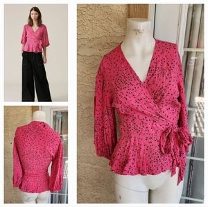 Ganni Barra Printed‎ Wrap Top